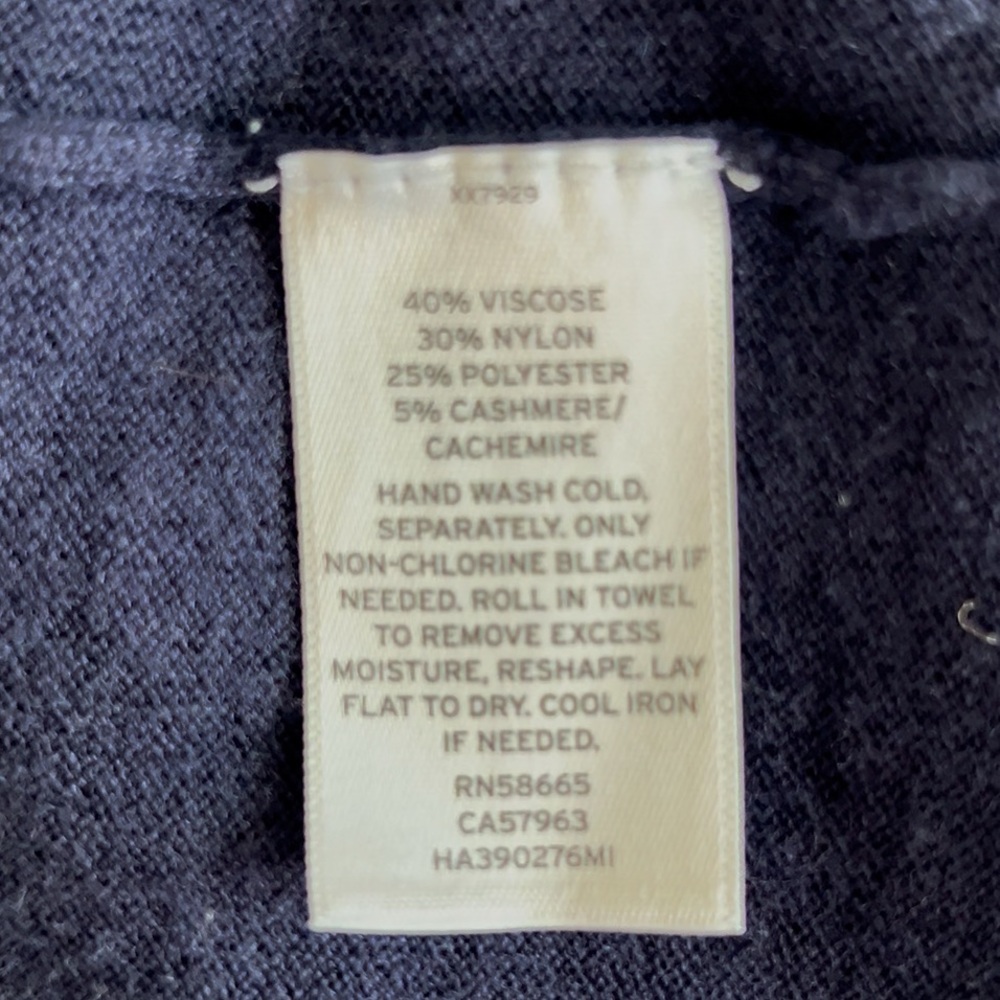 Halogen Navy Front Open Cashmere Blend Cardigan with Pockets - Small - Picture 5 of 8
